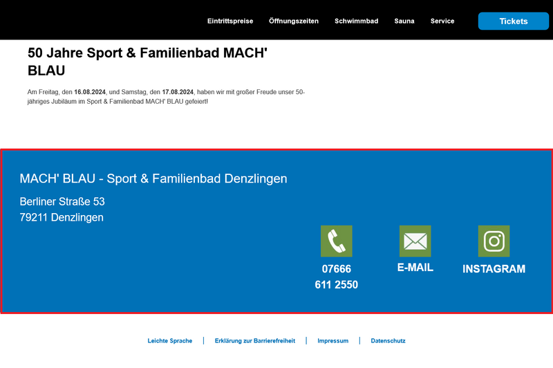 Kontaktmöglichkeiten von mach blau Kontaktmöglichkeiten von mach blau